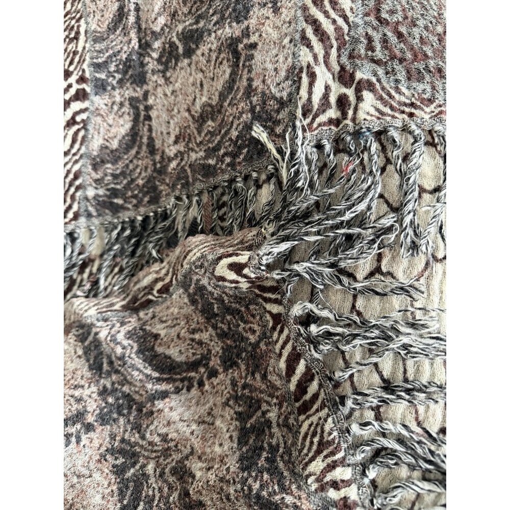 Reversible Boho Patchwork Animal Print Scarf 2m L… - image 4